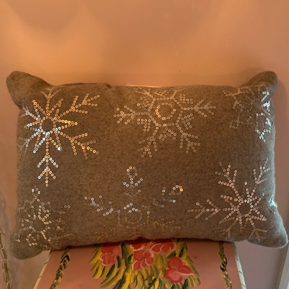 Target Gray Felt Sequin Snowflake Accent Throw Pillow